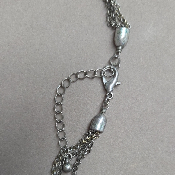 Boho Style Turquoise and Silver Multi-Strand Necklace Adjust 35 -38" - Picture 7 of 7